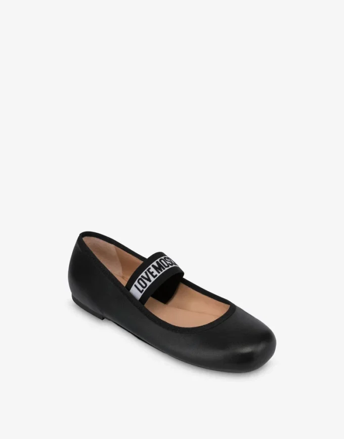 Ballerinas in nappa with elastic logo band
