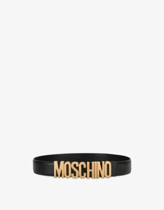 Belt in leather with logo