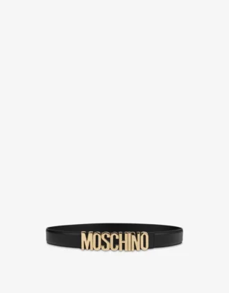 Belt in leather with logo