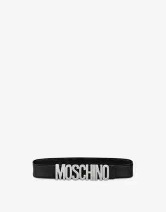 Belt in leather with logo