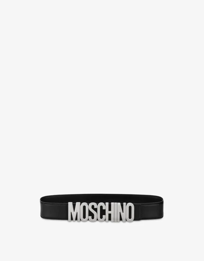 Belt in leather with logo
