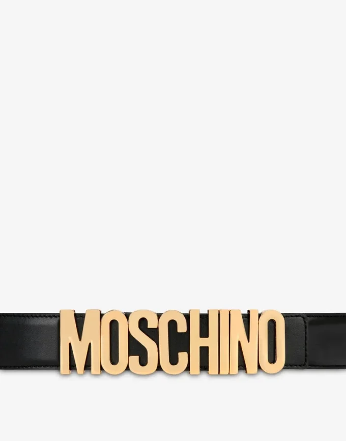 Belt in leather with logo
