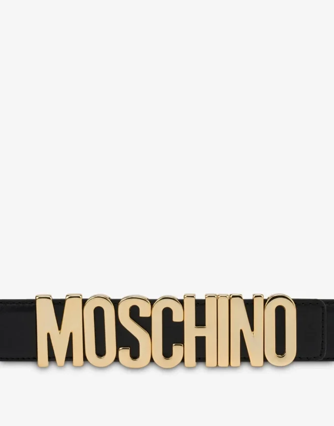 Belt in leather with logo