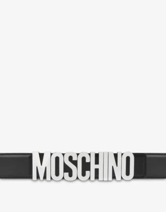 Belt in leather with logo