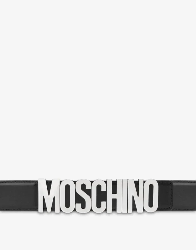 Belt in leather with logo