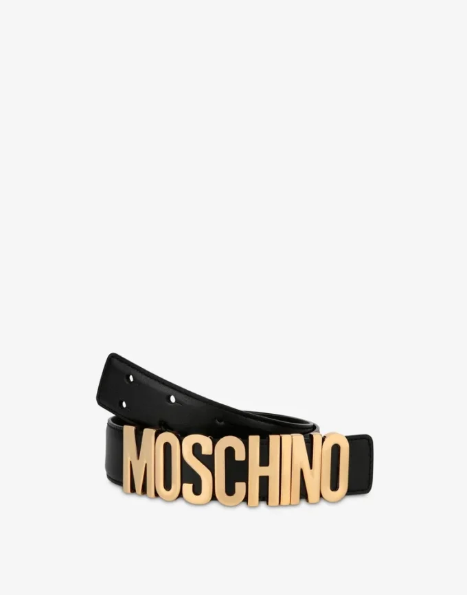 Belt in leather with logo