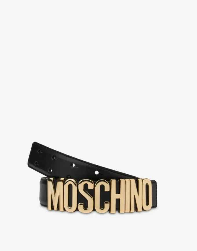 Belt in leather with logo
