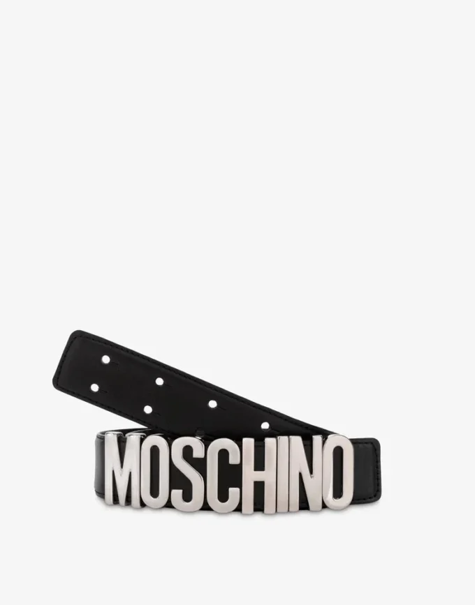 Belt in leather with logo
