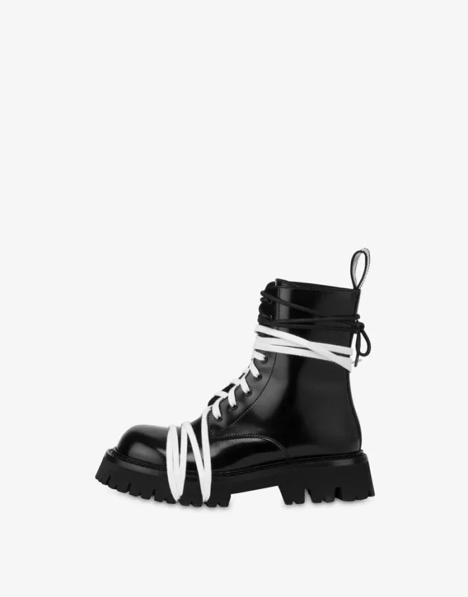 Biker boots in brushed calfskin