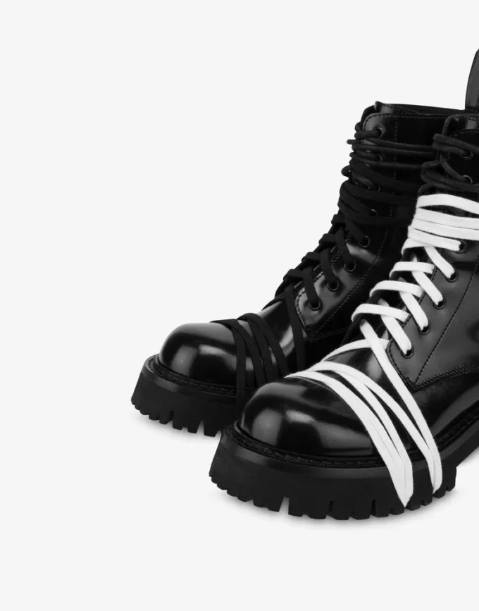 Biker boots in brushed calfskin