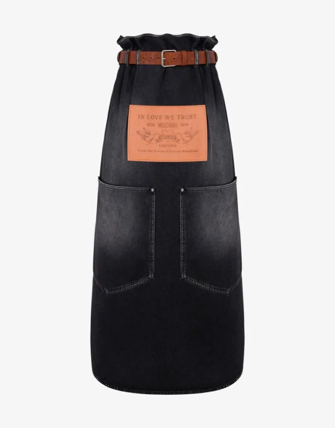 Black denim skirt