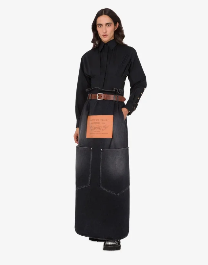 Black denim skirt