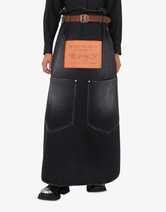 Black denim skirt
