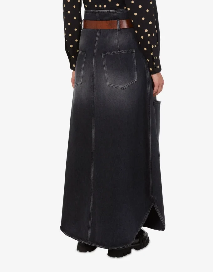 Black denim skirt