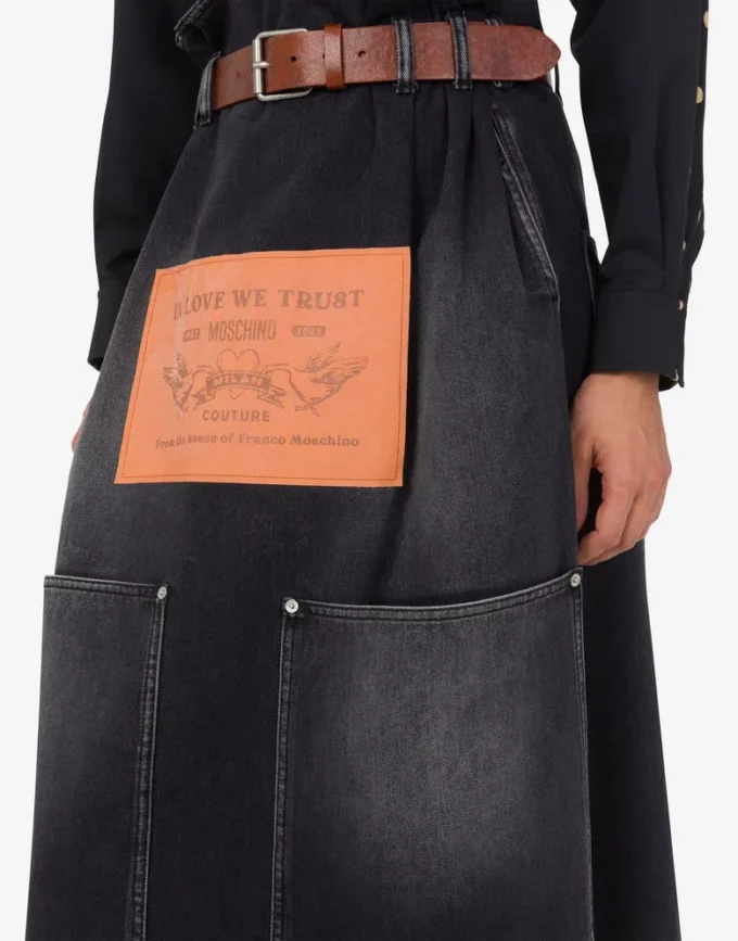 Black denim skirt