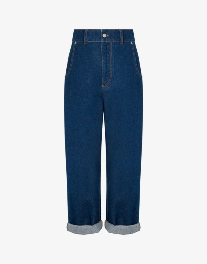 Blue cotton denim pants