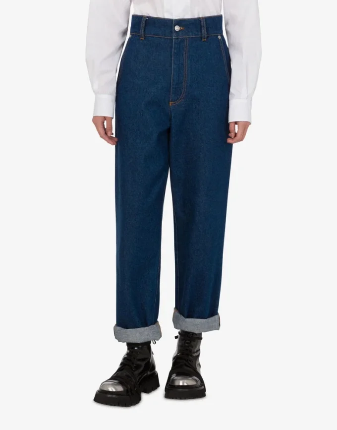 Blue cotton denim pants