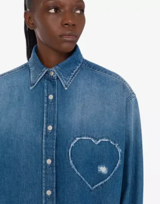 Blue cotton denim shirt