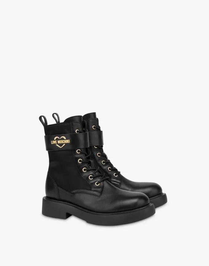 Calf and nylon ankle boots Calf and nylon ankle boots