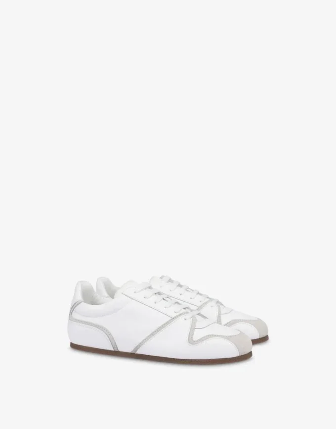 Calfskin and suede trainers