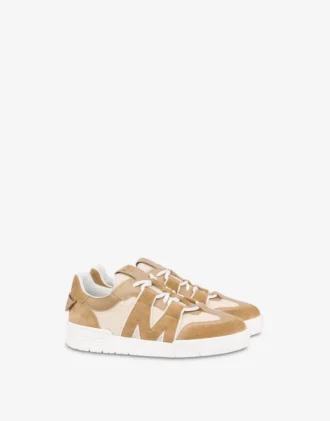 Calfskin and suede trainers