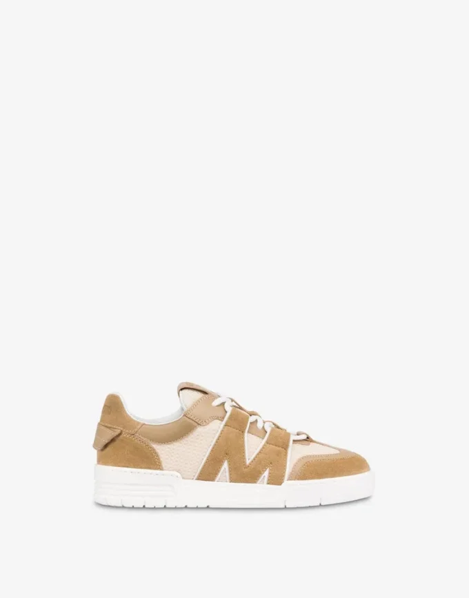 Calfskin and suede trainers