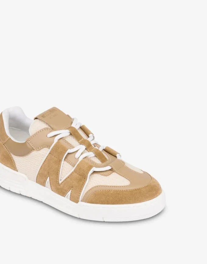 Calfskin and suede trainers