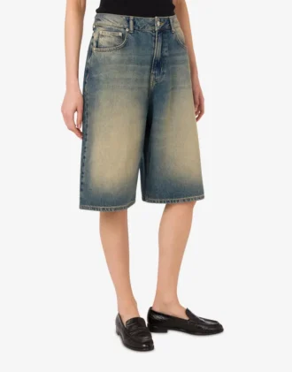 Cotton denim bermuda shorts