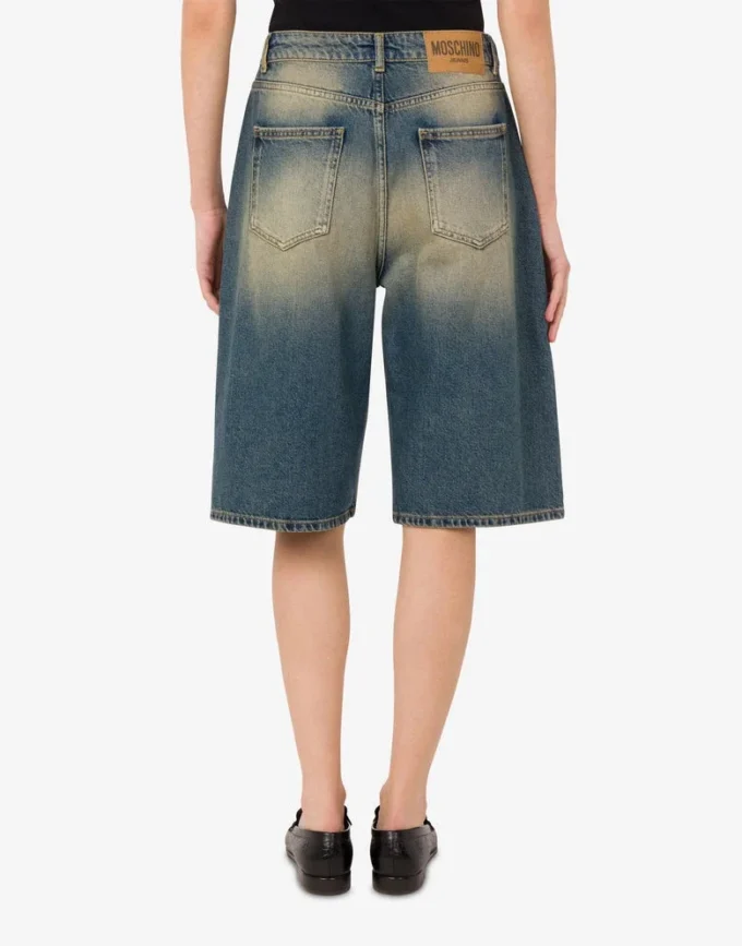 Cotton denim bermuda shorts