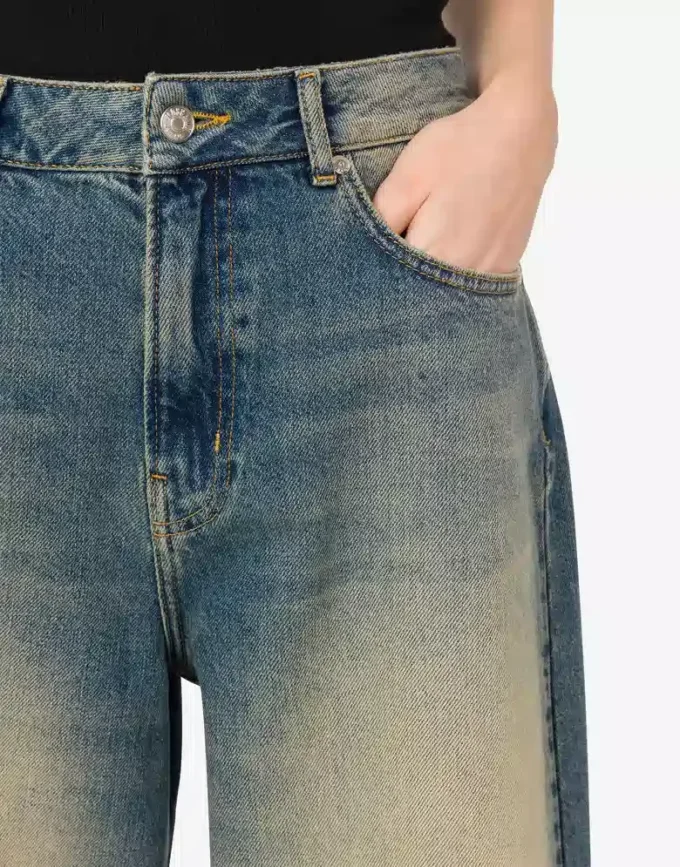 Cotton denim bermuda shorts