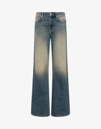 Cotton denim flare pants