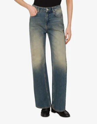 Cotton denim flare pants