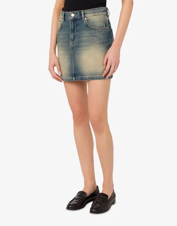 Cotton denim miniskirt