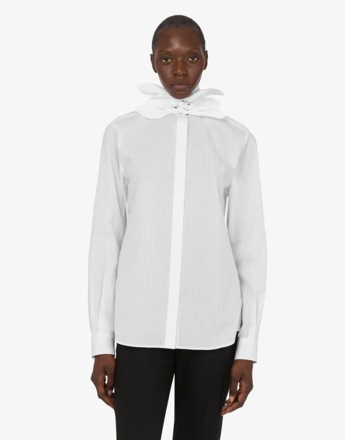 Cotton poplin jacquard shirt