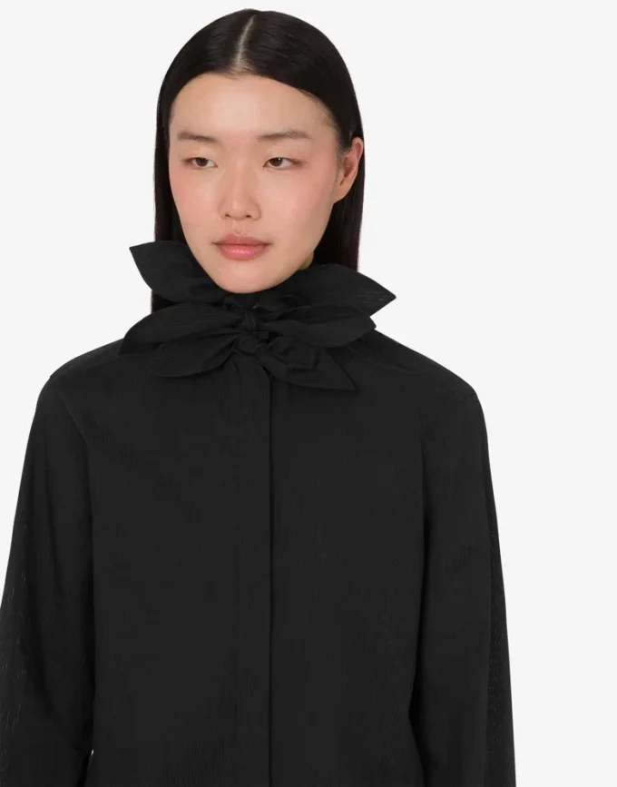Cotton poplin jacquard shirt
