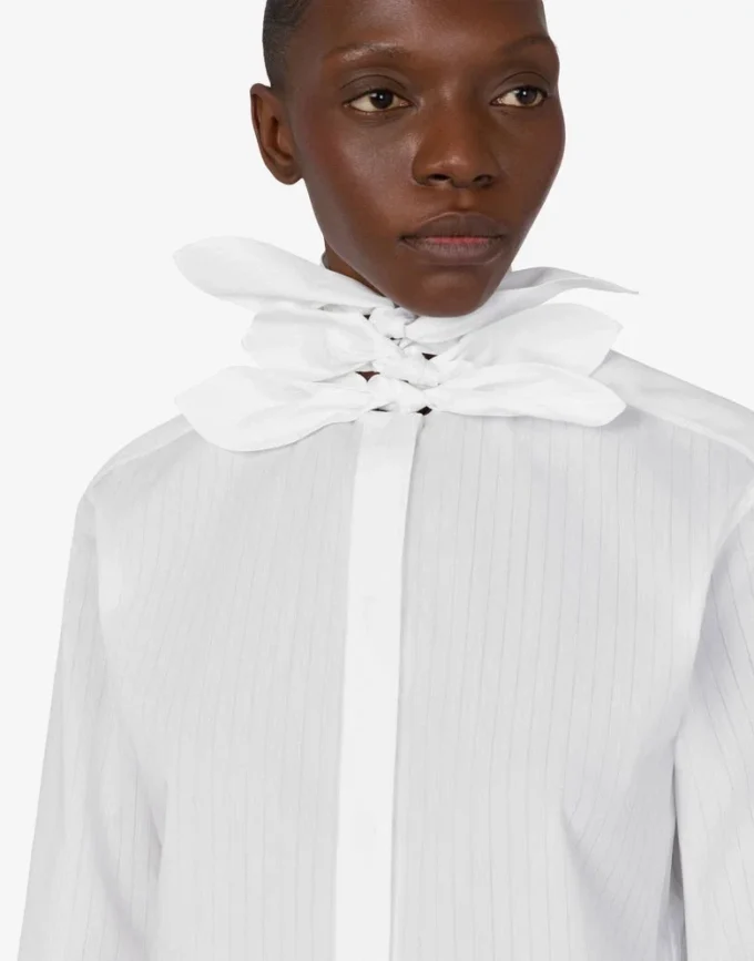 Cotton poplin jacquard shirt