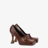Croc-print calfskin pumps