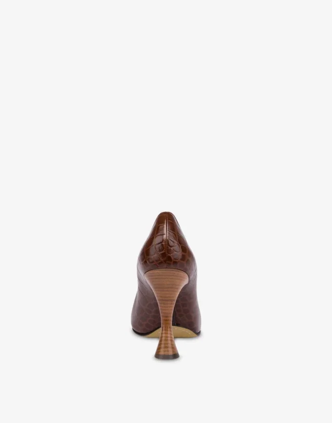 Croc-print calfskin pumps