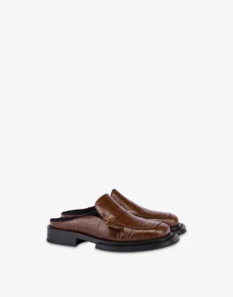 Crocodile-print calfskin clogs Crocodile-print calfskin clogs