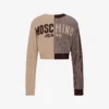 Crop pullover in intarsia wool blend
