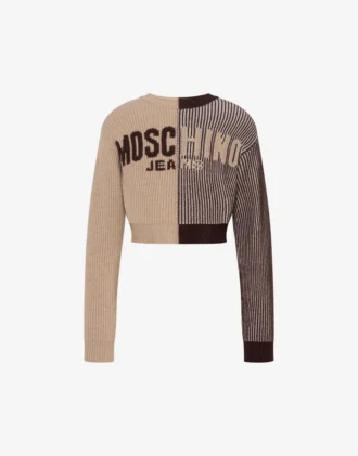 Crop pullover in intarsia wool blend