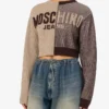 Crop pullover in intarsia wool blend