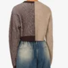 Crop pullover in intarsia wool blend