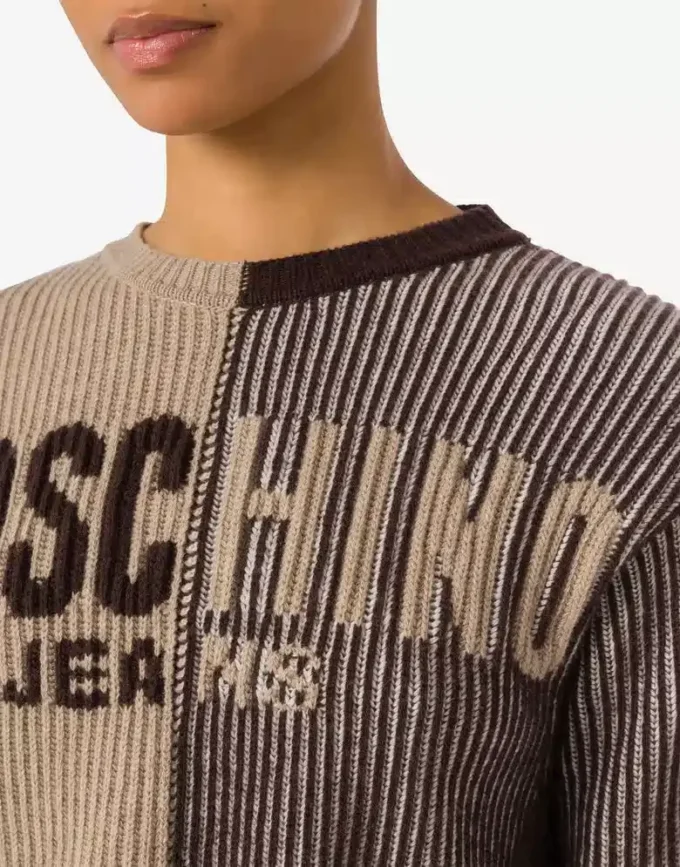 Crop pullover in intarsia wool blend