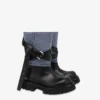 Denim and calf ankle boots