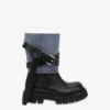 Denim and calf ankle boots