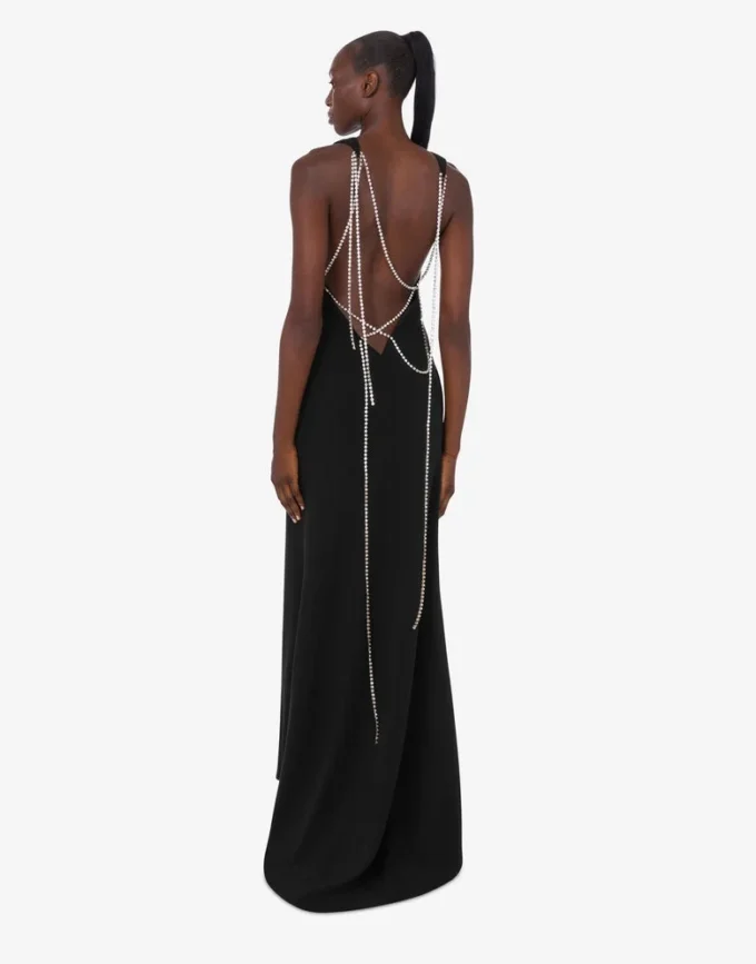 Embellished stretch crepe dress