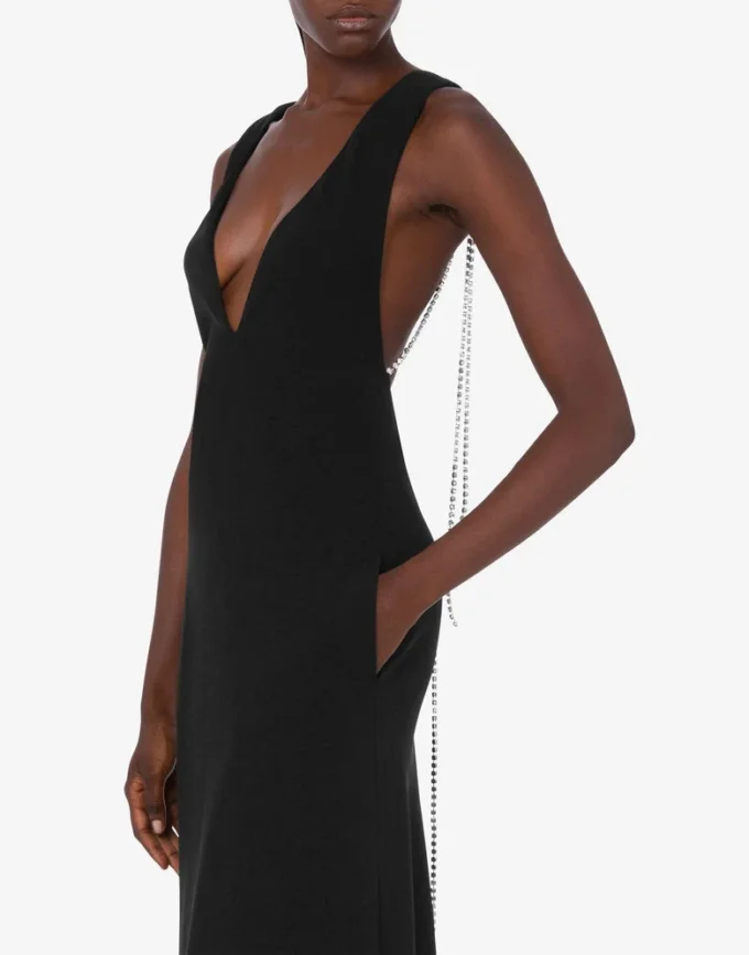 Embellished stretch crepe dress
