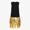 Embellished stretch crepe dress
