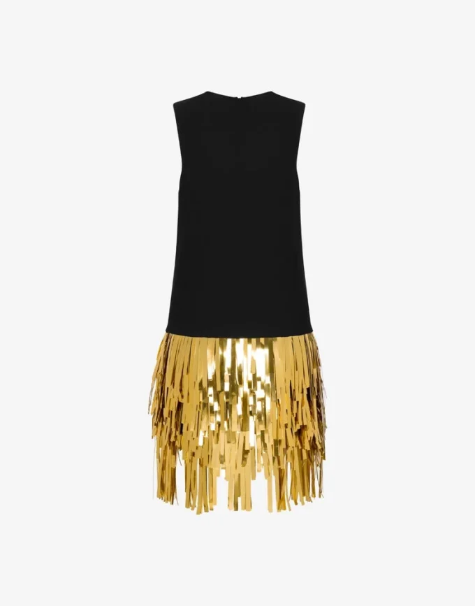 Embellished stretch crepe dress